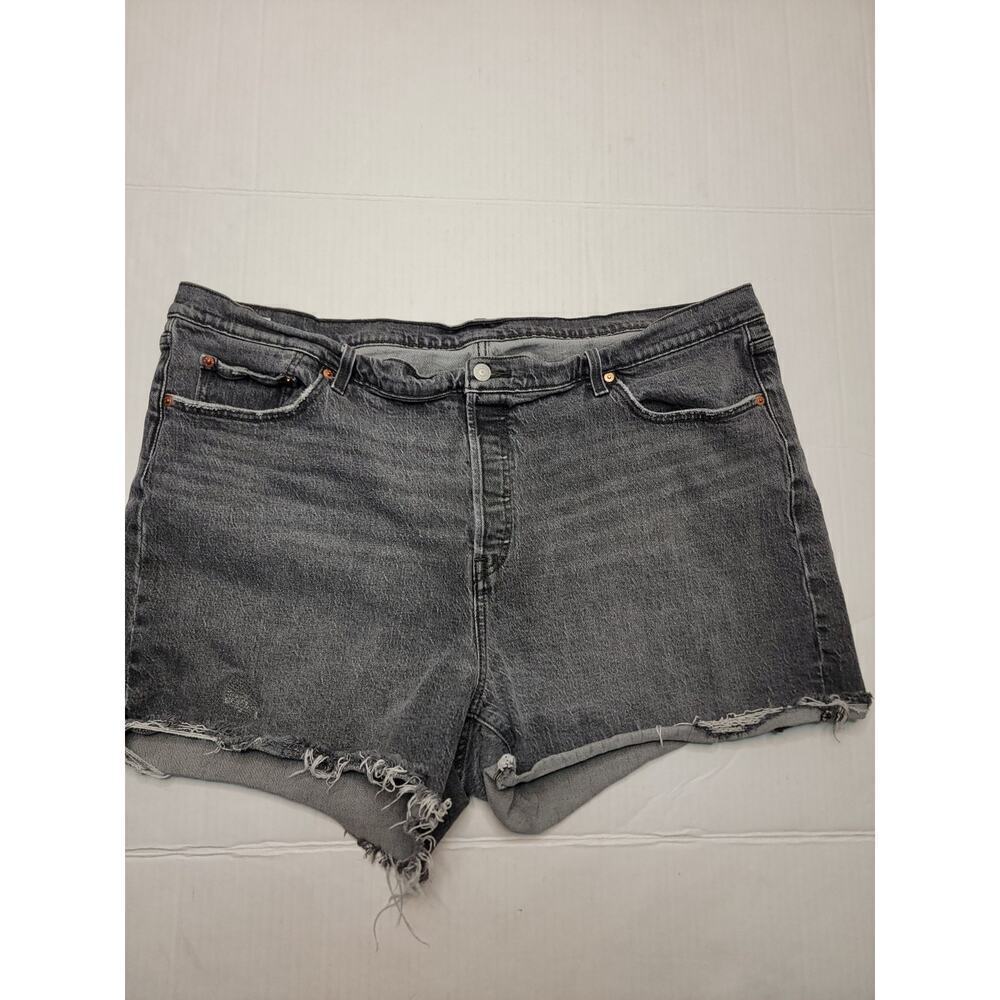 Levis Premium 501 Denim Shorts Womens Plus 24W Button Fly Stretch Gray Big E